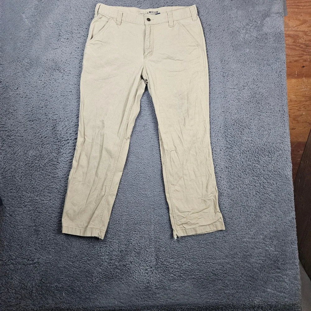 Carhartt‎ Mens Rugged Flex Relaxed Fit Canvas Work Pants Beige 34x30